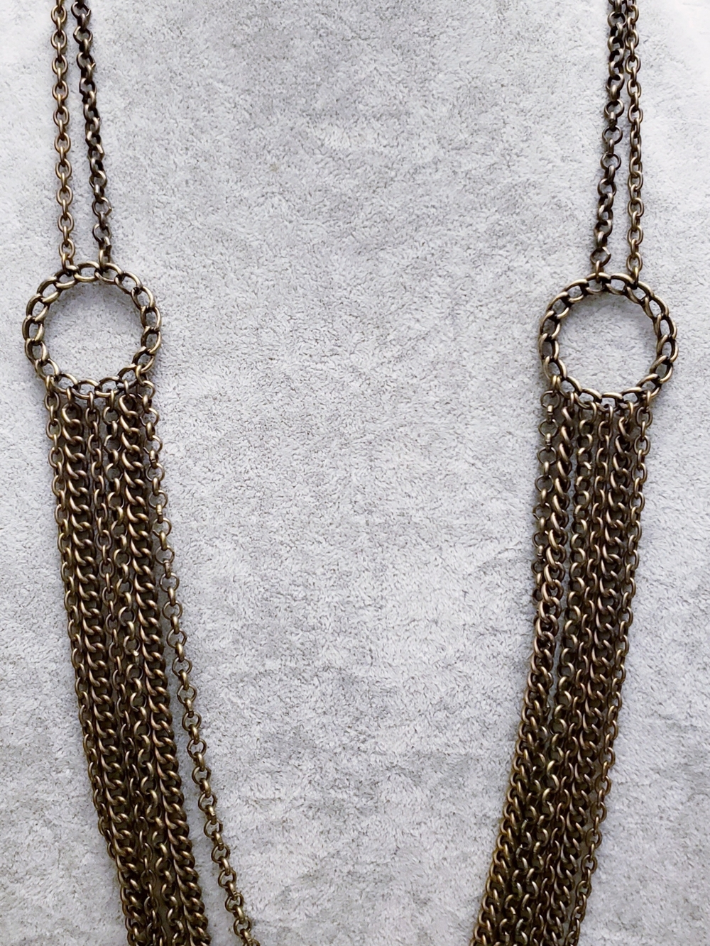 Multi-Strand Antique Gold Chain Fringe Necklace